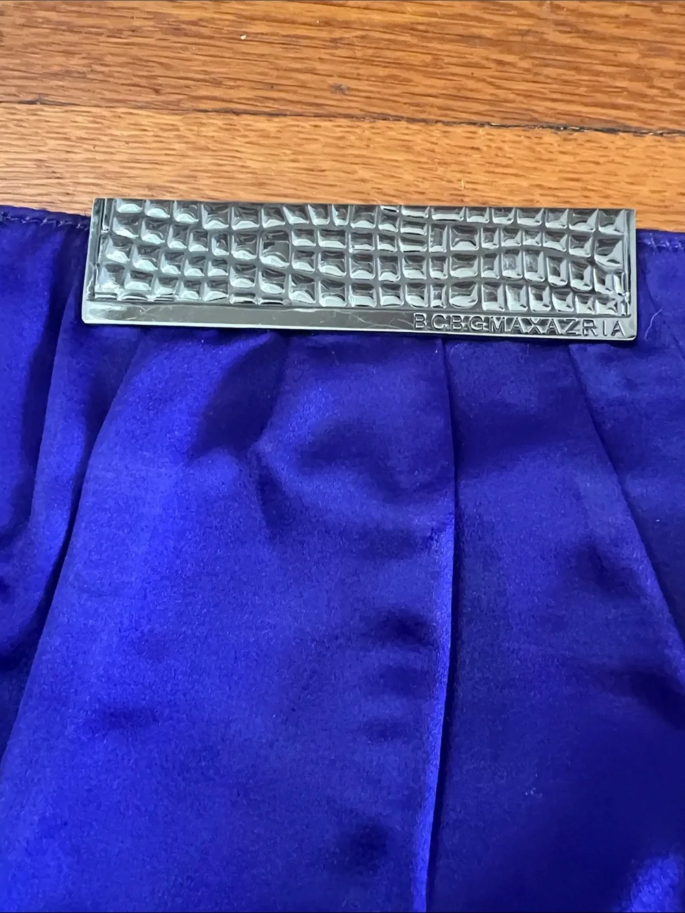 BCBG Elegant PURPLE Satin Clutch with Silver Accent